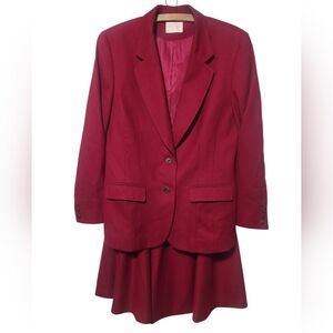 Vintage 70's Pendleton Red Pure Wool 2 Piece Jacket Skirt Set Size 12/14